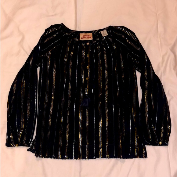 SOLD Scotch & Soda Metallic stripe cotton blouse - Picture 2 of 11